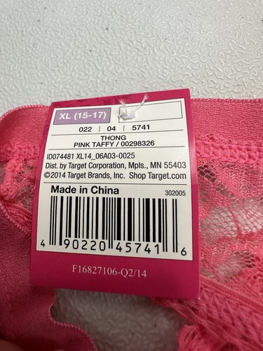NWT Xhilaration Pink Lace Thong Panties XL (15-17) - Picture 4 of 7
