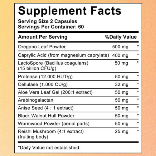 Candida Cleanse Capsules - Bowel and Colon Support, Natural Herbs - Picture 2 of 12