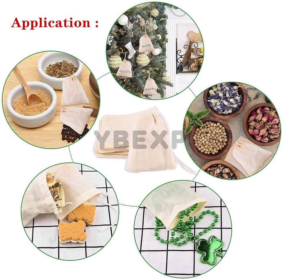 Bulk Cotton Muslin Drawstring Bags - 3x4 Inch Or 4x6 Inch, Perfect For Crafts, Gifts, Soap (100/500/1000pcs)
