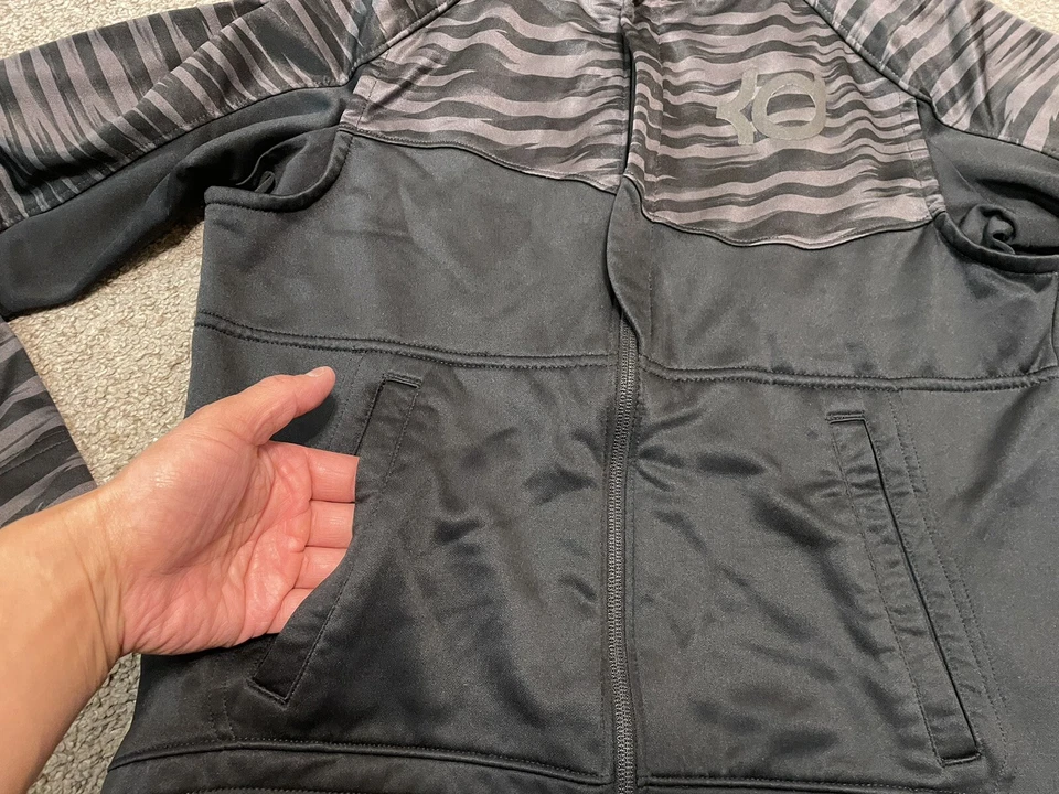 EUC Nike Kevin Durant Boys Large Full Zip Vented Hoodie Black Charcoal Gray - Image 3 of 4