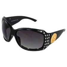 Rodeo Queen Lioness Padded Motorcycle Sunglasses for Women Black Frame w/ Bling