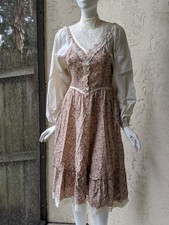 Vintage Gunne Sax Boho Prairie Dress Calico Floral Peasant Sleeve Size 5 Small