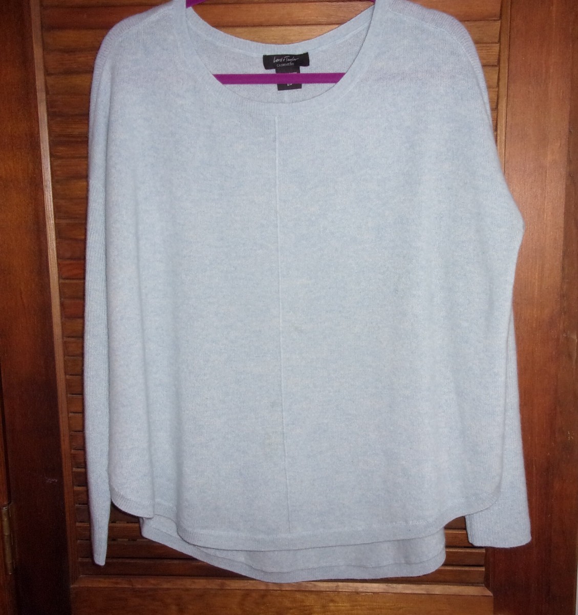 Lord & Taylor Light Heather Blue 100% Cashmere Sweater High