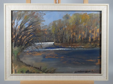 Ölgemälde Simon Hohenegger Landschaft Dachau Herbst Amper Dachauer Maler