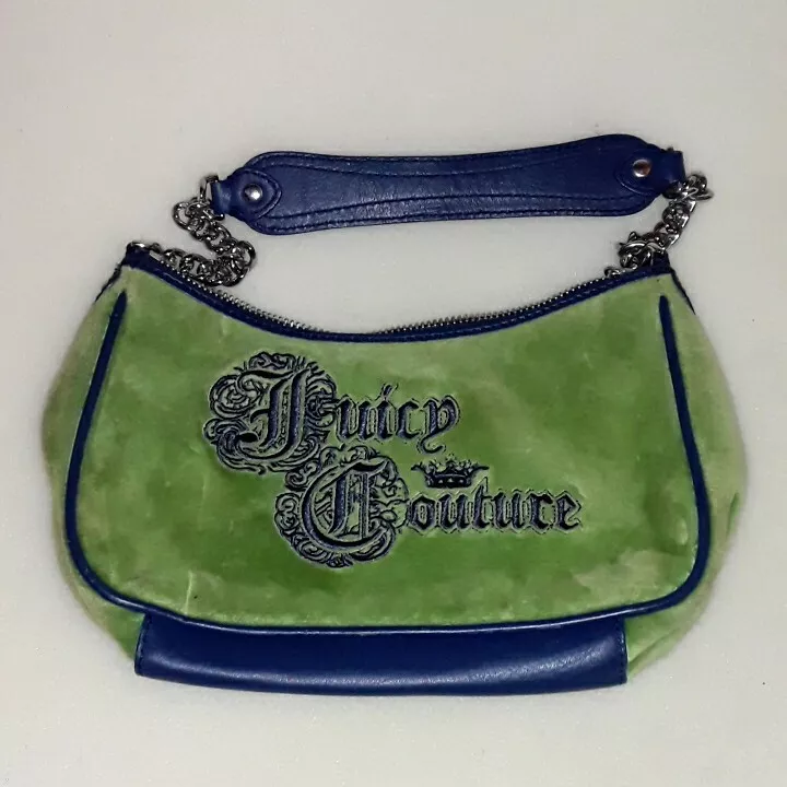 Rare HTF Y2K Vintage Juicy Couture Green Velour Shoulder Bag