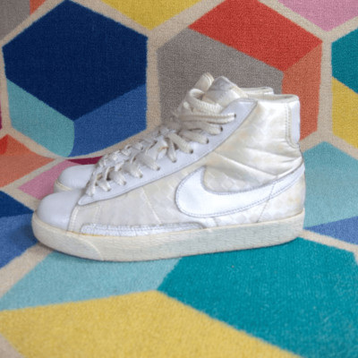 Nike Women's Blazer High Casual Shoes 317808-114 White Checkered - US Size: 9