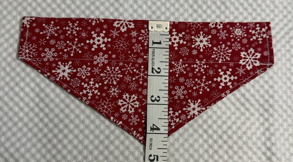 Winter Snowflake Pet Dog/Cat Bandana Fit Over Collar Size SM 11”W x 7”L
