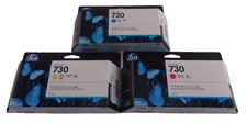 Genuine HP 730 Ink Cyan P2V62A Magenta P2V63A Yellow P2V64A EXP. 2/24 or Later 