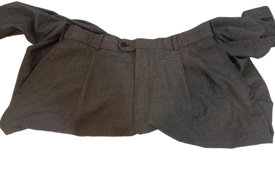 Pantalones de Vestir Louis Raphael Rojo Rosso Talla 34x30 Gris Plisado Puños Cremallera Inferior Foto 3 de 4