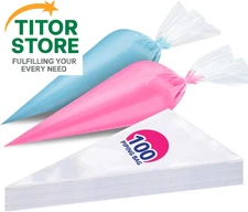 Azzuro Piping Bags Disposable 12 Inch, 100PCS Extra Thick Pastry Icing... 