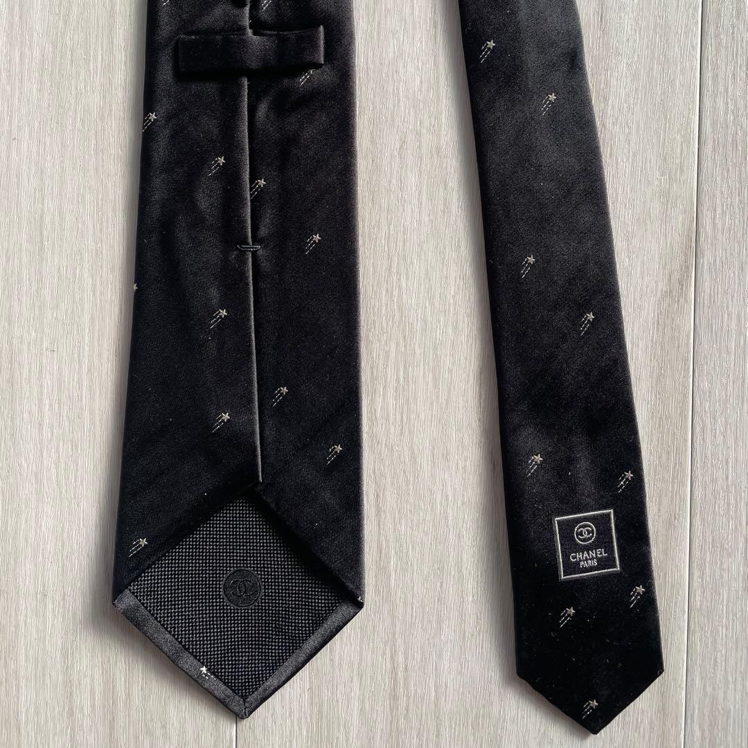 CHANEL Star Logo COCO MARK Tie Men Silk Black Genuine | eBay