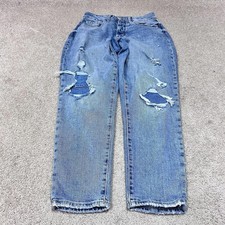 Old Navy High Rise Curvy O.G Straight Jeans Blue 4 Button Fly Distressed Size 4