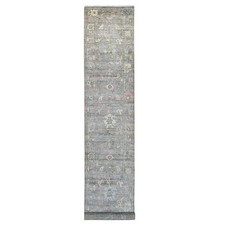 2'10"x17'6" Coffee Brown Afghan Angora Oushak Hand Knotted Wool Runner Rug 22025
