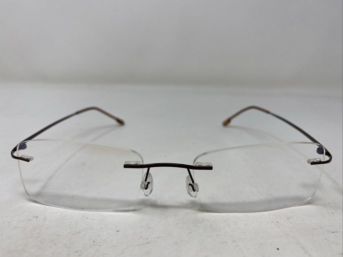SPEX4LESS TEMPLE COFFEE BROWN 53-20-140 Rimless Metal Eyeglasses