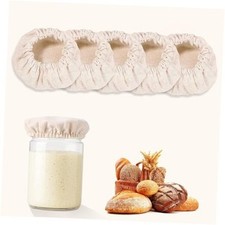 Pure Cotton Sourdough Jar Cover, Pack of 5,Breathable Reusable Dough 5 PCS