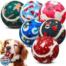 Seenelling 6 Pcs Christmas Squeaky Tennis Balls for Dogs Pet Interactive Dog 