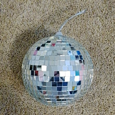 Silver Mirror Mosaic Disco Ball Hanging Ornament, Ball Shape, 1 Item