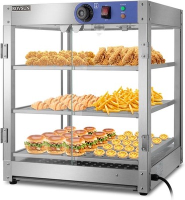 3-Tiers Commercial Countertop Heat Food Pizza Catering Warmer Display Case 800W