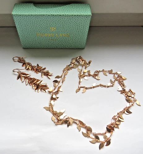 Pierre Lang New Collection Necklace & Earrings Drop Earrings Rose Gold Floral Design