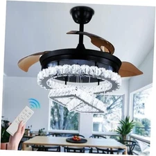 42" Dimmable Ceiling Fan with Light and Remote LED Crystal 9031-Black