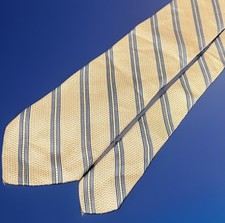 IKE BEHAR repp stripe Necktie Men’s Cream blue jacquard made in USA