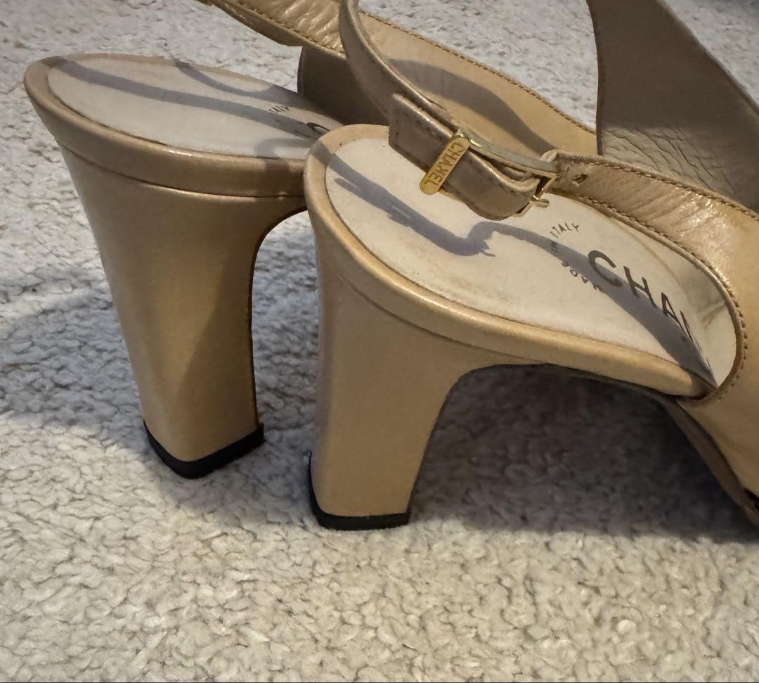 Chanel Heeled Sling-back Shoes Bicolor Size 36.5 US About6.5 For Women thumbnail 4