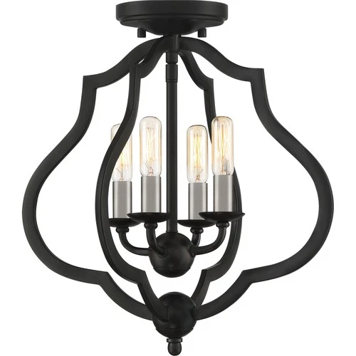 Quoizel OKF1715 O'Keefe 4 Light 15"W Semi-Flush Ceiling Fixture - Black - Picture 8 of 12