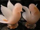 MURANO OPALINE PINK GLASS DOVES, VINTAGE, VERY GOOD CONDITION