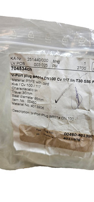 New Samson Pfeiffer PTFE V-Plug BR01a DN100 CV 117, T30 S85 704534ch