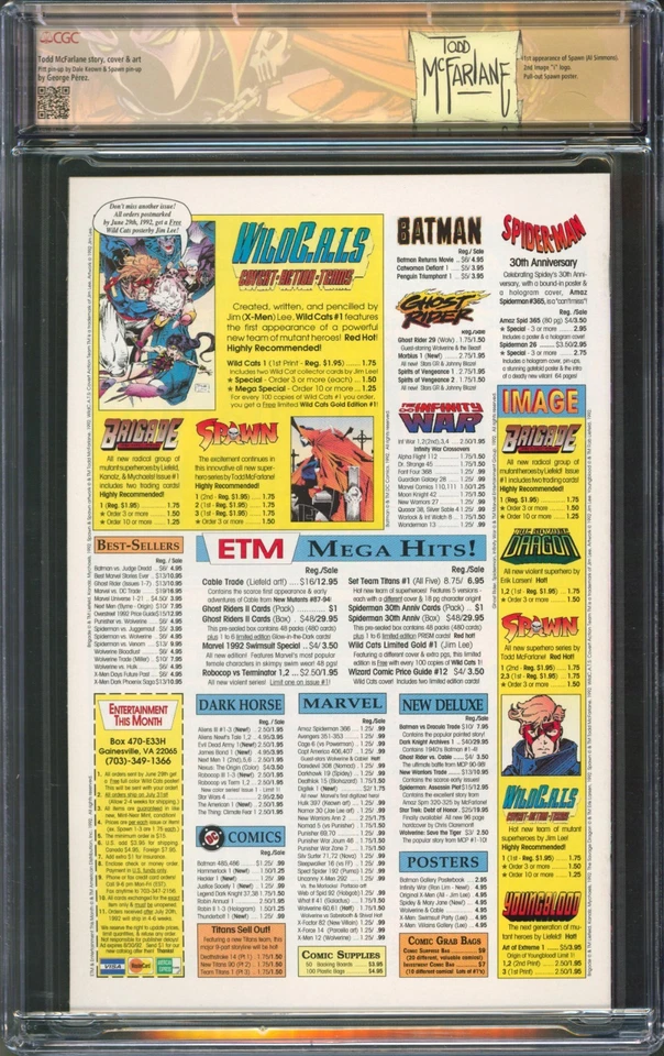 Spawn #1 CGC 9.8 Image Comics 1992 Signed by Todd McFarlane - Image 2 of 2