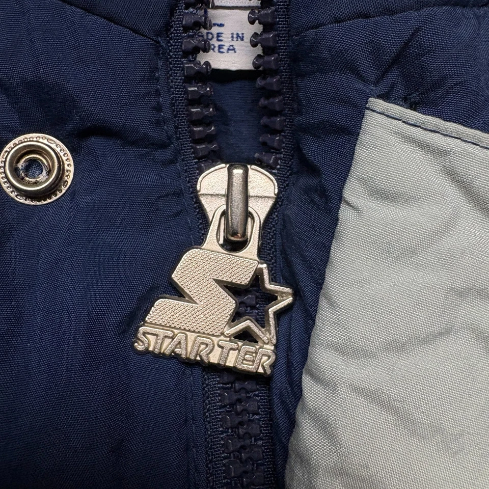 Chaqueta acolchada vintage de los Dallas Cowboys para hombre grande azul Starter NFL Pro Line con capucha Foto 4 de 4