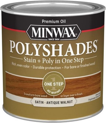 Minwax PolyShades Wood Stain + Polyurethane Finish   ½ Pint, Antique Walnut,