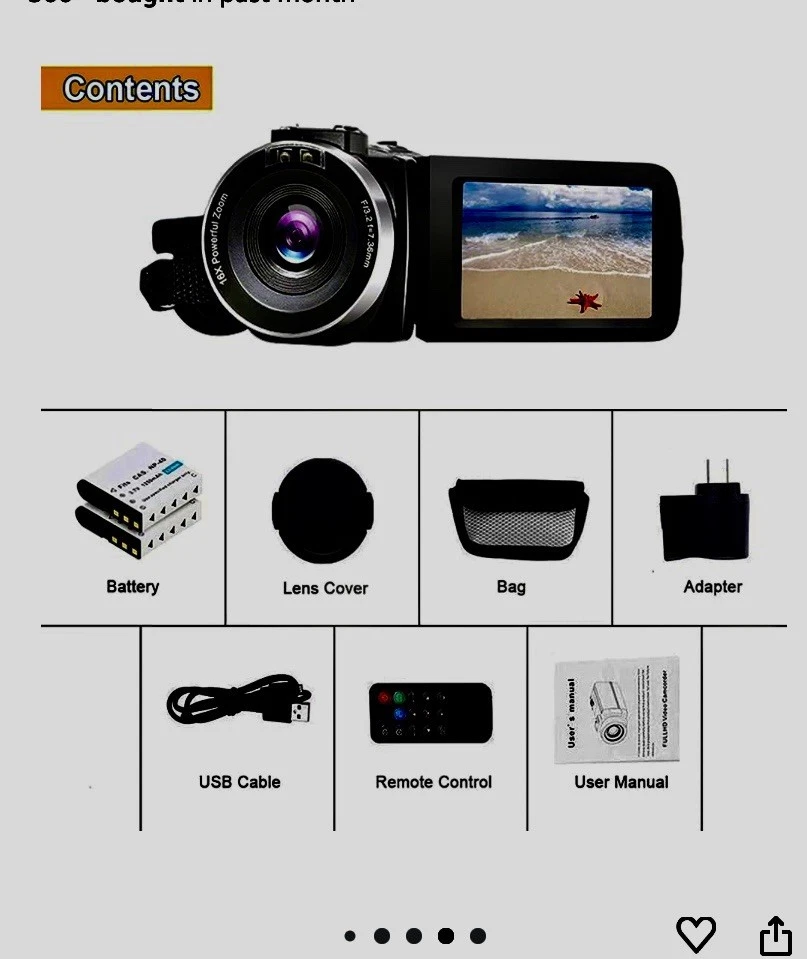 Video Camera Camcorder Full HD 1080P 30FPS 24.0 MP IR Night Vision Vlogging C... - Image 3 of 4