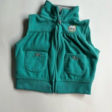 Carter  s Fleece Zip-up Vest Jacket Teal Owl Size 12 months