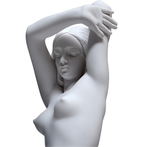 Shameful Woman Table Sculpture in Marble and Smooth Alabaster Base H 65cm - Picture 7 of 11