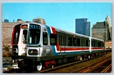 Chrome Postcard Train Chicago CTA Ben Franklin Bicentennial