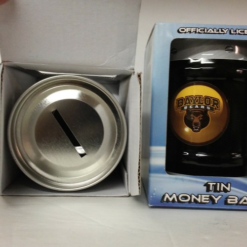 Lote de 2 bancos de hojalata Baylor Bears... banco de barril... nuevo, metal resistente, tapa extraíble - Imagen 2 de 2