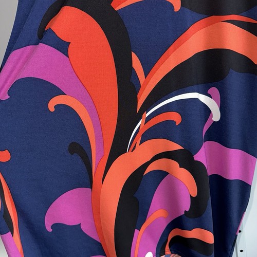 Trina Turk V Neck Dress Bright Multi Color Print Size Large Stretch Knit - Picture 4 of 11