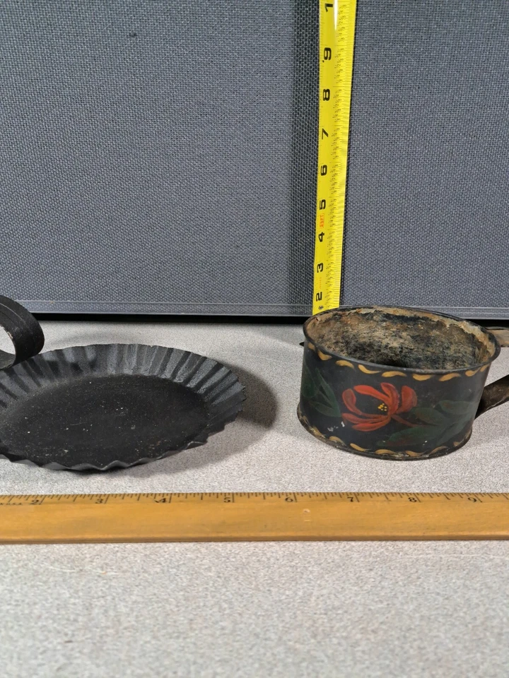 Candelabro vintage pintado a mano y colonial Tin Works #3121L291 Foto 3 de 4