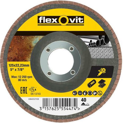 Flexovit Abrasive Flap Disc 125mm 40g 3157625554474 eBay
