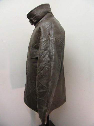 VINTAGE SHEARLING LEATHER TRENCHCOAT JACKET SIZE L - Picture 11 of 21