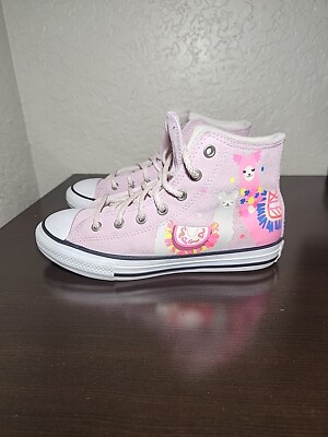 Converse Girl's Llama Purple Pink Hi Top Sneakers-Size Junior