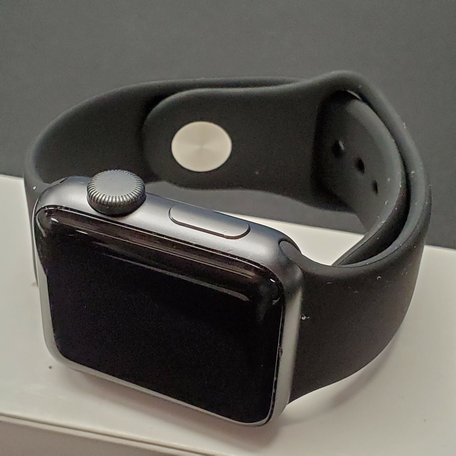 gold aluminum apple watch with black band
