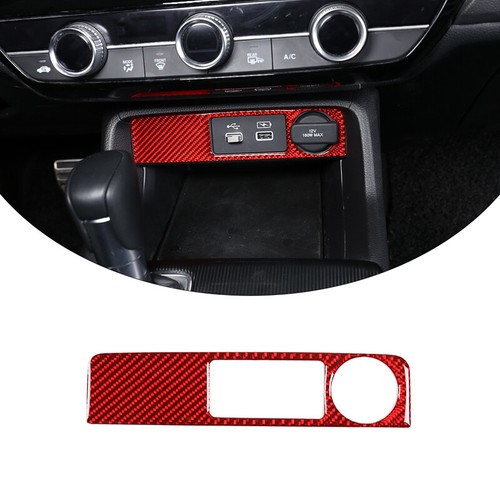 Red Carbon Modification Charging Port Panel Cover Sticker For Honda Civic 2022+ - Picture 4 of 12