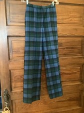 Vintage 50s 60s Blue Plaid Wool Pants Rockabilly 26  