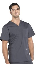 Scrubs Cherokee Workwear Men V Neck Top WW695 PWT Pewter Size M