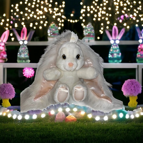 Applause Hare Brush Stuffed Bunny Rabbit Long Satin Pink Ears Plush 8” Sitting - Picture 1 of 13