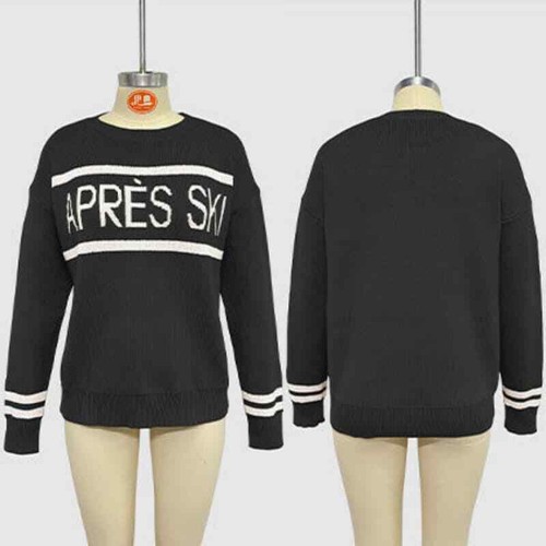 Blusa de punto base cuello redondo 2024 letras jacquard manga larga moda mujer - Imagen 6 de 9