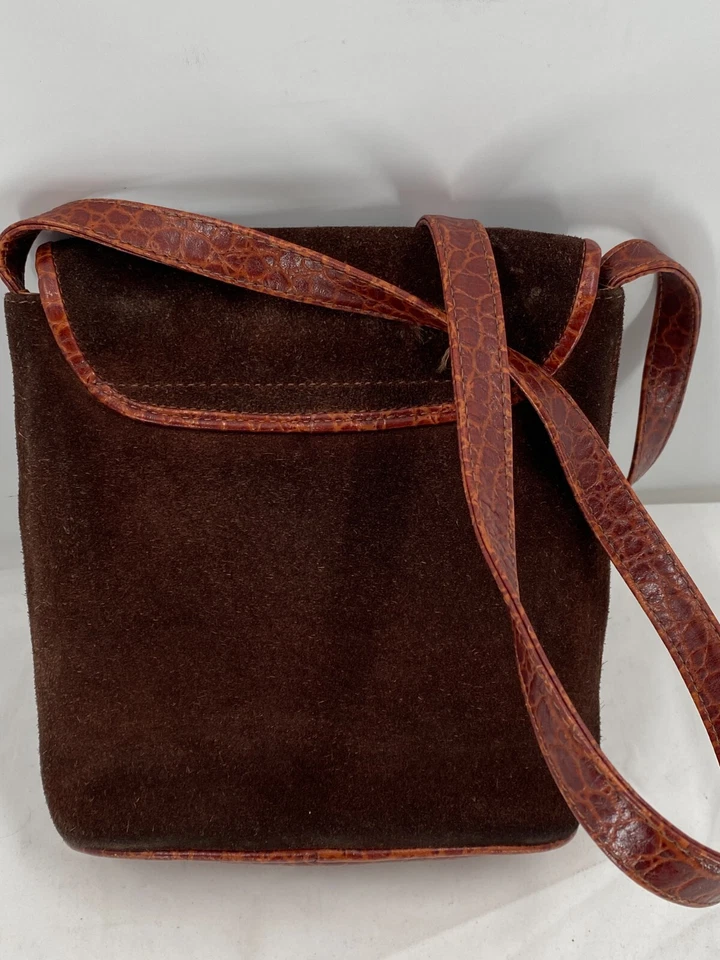 Boots 'N Bags Brown Suede Leather Bucket Bag CrossBody Shoulder Purse Handbag - Imagem 2 de 4