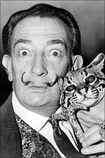 Poster, Many Sizes; Salvador Dali With Ocelot And Cane 1965